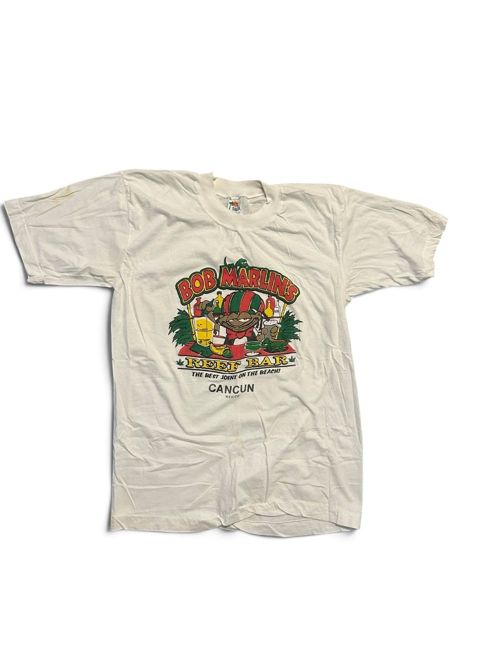 Vintage Bob Marlin's Reef Bar Single Stitch Tee, Cancun Mexico L/XL